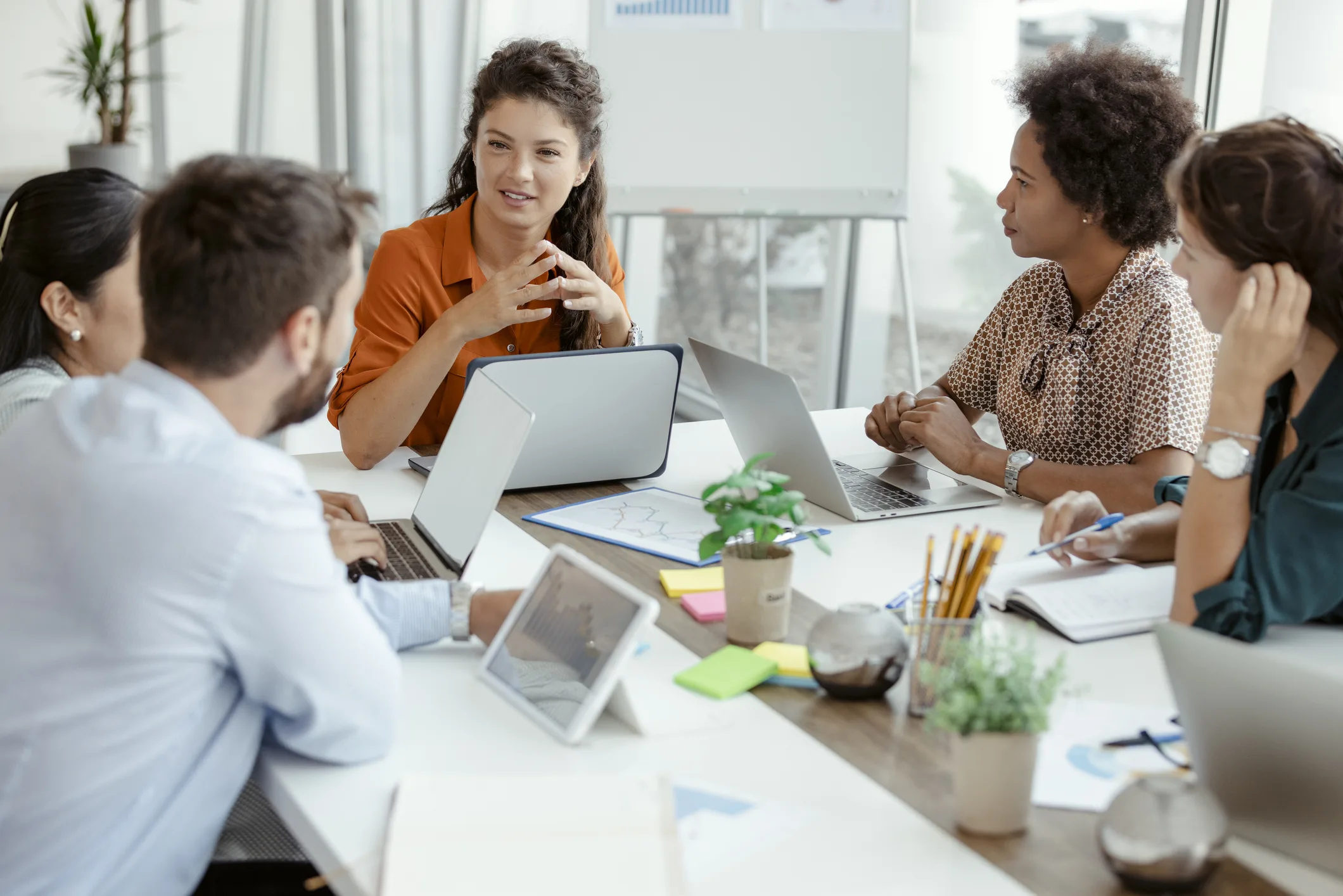 Business team discussing HR guidance